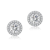 1.00ct each, Round Cut Moissanite Removable Halo Earrings, 925 Silver