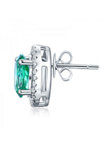 1.65ct each, Oval Cut Green Topaz and Diamond Earrings, 14kt White Gold
