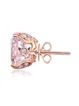 2.50ct each, Vintage Round Cut White Topaz and Diamond Earrings, 14kt Rose Gold