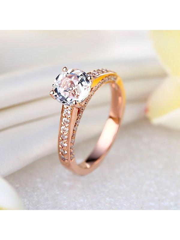 1.20ct Rose Gold, White Topaz Enagagement Ring, Available in 14kt or 18Kt White, Yellow or Rose Gold