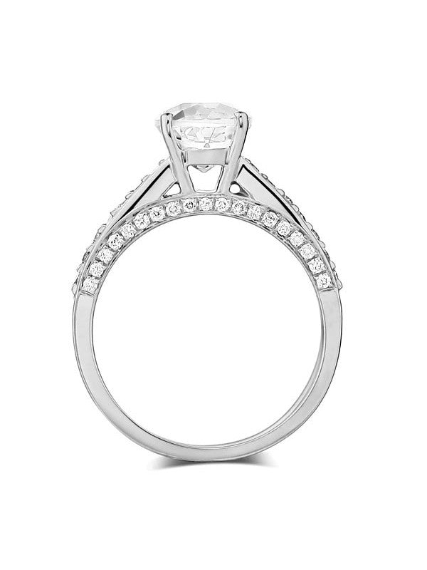 1.20ct White Topaz and Diamond Enagagement Ring, Vintage Inspired, Available in All Metals