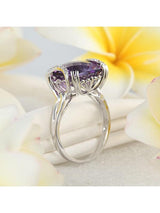 6.40ct Cushion Cut Luxury Amethyst Dress Ring, Available in 14kt or 18kt White, Yellow or Rose Gold