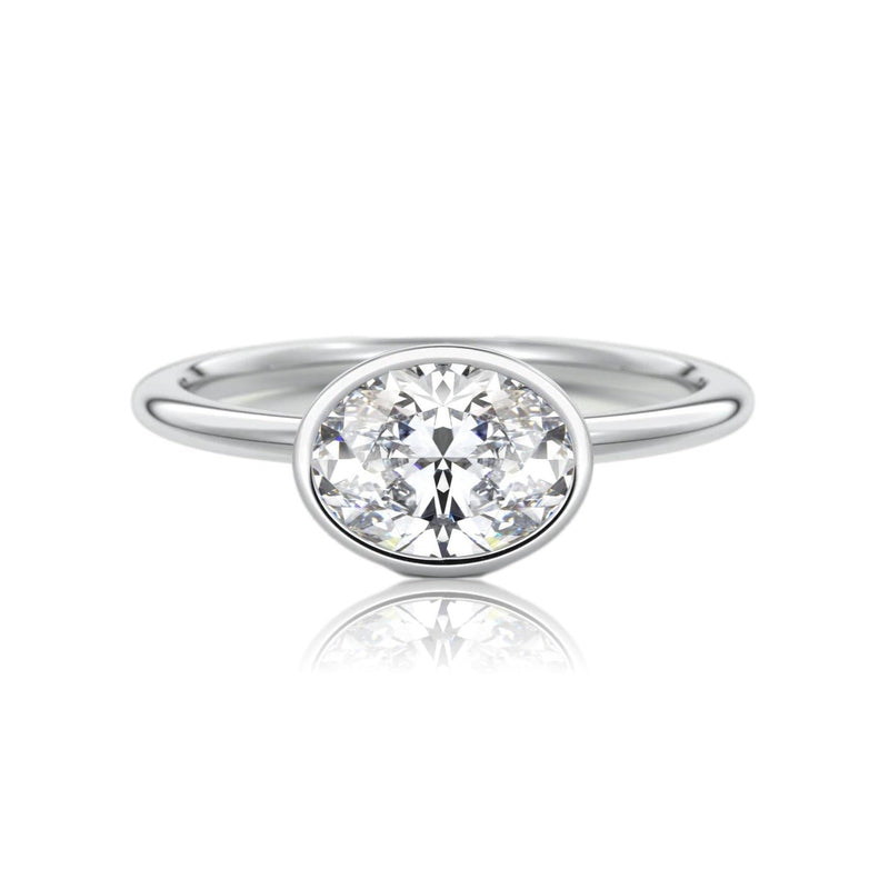 Oval Classic Rub-Over Diamond Engagement Ring