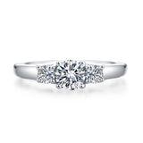 Three Stone Moissanite Diamond Engagement Ring, 925 Sterling Silver