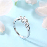 Three Stone Moissanite Diamond Engagement Ring, 925 Sterling Silver