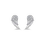 Angel Wing Diamond Stud Earrings, 925 Silver