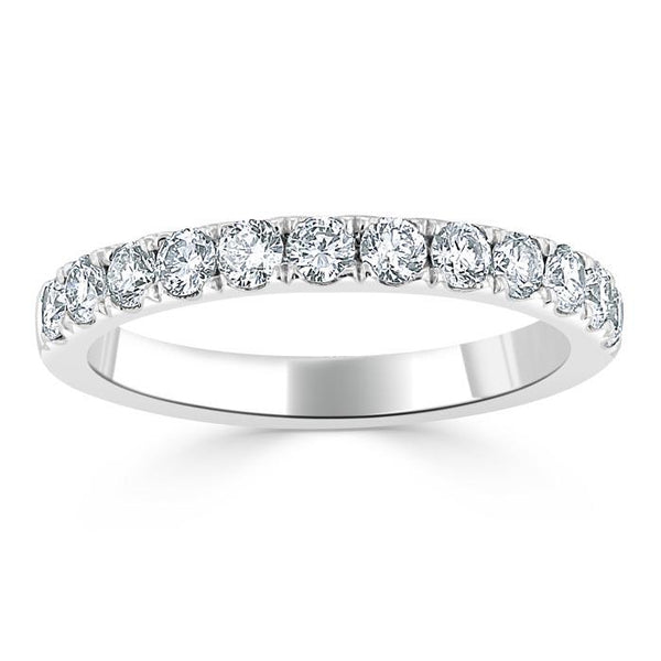 0.85ct Moissanite Wedding Band, Delicate Half Eternity Ring, 2.50mm Wide,  Available in White Gold or Platinum