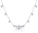 4.50ct Emerald & Round Cut Moissanite Necklace, Elegant Rubover Setting, 10Kt White Gold