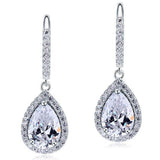 2.00ct each, Vintage Art Deco, Pear Cut Diamond Drop Earrings, 925 Sterling Silver