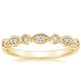 0.18ct Vintage Moissanite Wedding Band, Delicate Half Eternity Ring, Available in White Gold, Yellow Gold, Rose Gold  or Platinum