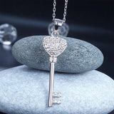 0.75ct Pave Set Diamond Key Pendant, Classic Key Diamond Necklace, 925 Silver