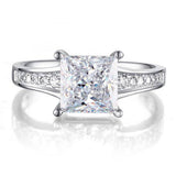 1.50ct Classic Princess Cut Diamond Engagement Ring, 925 Sterling Silver