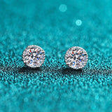 0.35ct each, Round Cut Moissanite Stud Earrings, 925 Silver
