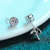 0.35ct each, Round Cut Moissanite Stud Earrings, 925 Silver