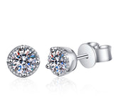 0.35ct each, Round Cut Moissanite Stud Earrings, 925 Silver