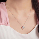 0.50ct Moissanite Dancing Heart Necklace, 925 Sterling Silver
