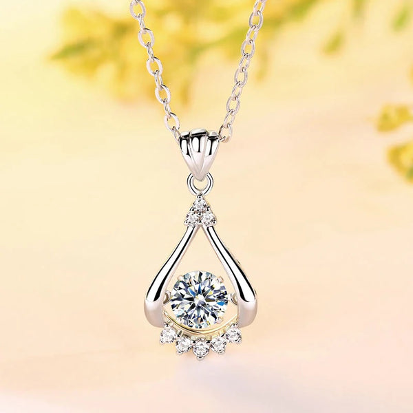0.50ct Moissanite Dancing Necklace, 925 Sterling Silver