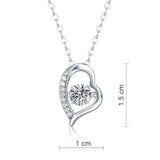 0.50ct Moissanite Dancing Stone Heart Necklace, 925 Sterling Silver