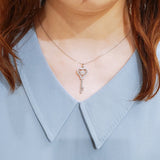 1.00ct Moissanite Dancing Stone Key Necklace, 925 Sterling Silver