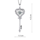 1.00ct Moissanite Dancing Stone Key Necklace, 925 Sterling Silver