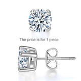 0.50ct (1 piece), Round Cut Moissanite Stud Earring, 925 Silver