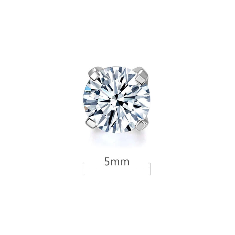 0.50ct (1 piece), Round Cut Moissanite Stud Earring, 925 Silver