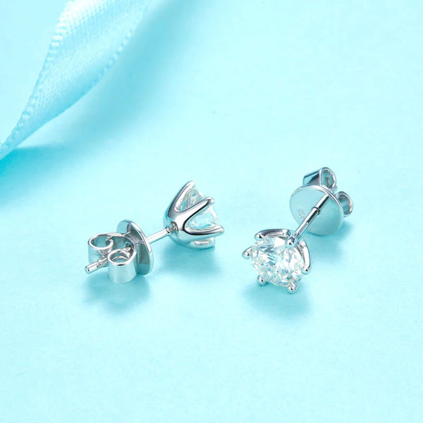 0.50ct each, Round Cut Moissanite Stud Earrings, 925 Silver