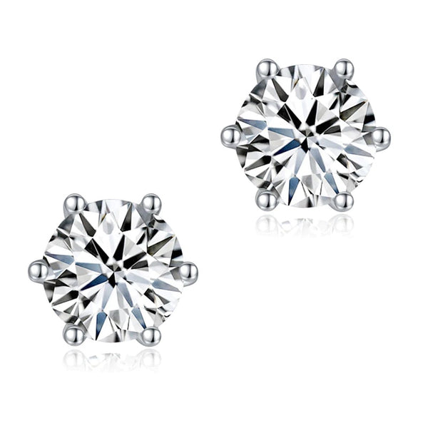 0.50ct each, Round Cut Moissanite Stud Earrings, 925 Silver