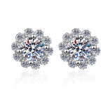 0.60ct Round Cut Moissanite Halo Studs, 925 Sterling Silver