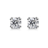 1.00ct each, Cushion Cut Moissanite Stud Earrings, 925 Sterling Silver