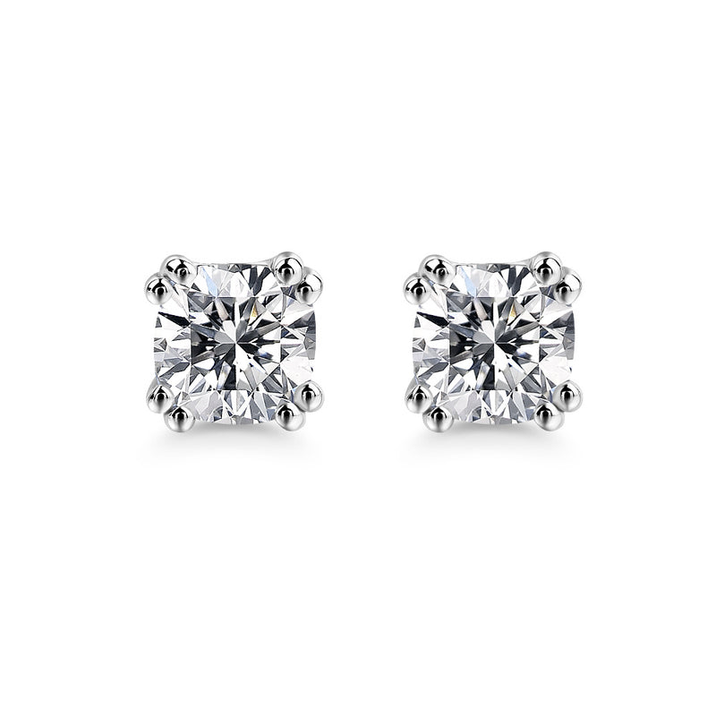 1.00ct each, Cushion Cut Moissanite Stud Earrings, 925 Sterling Silver