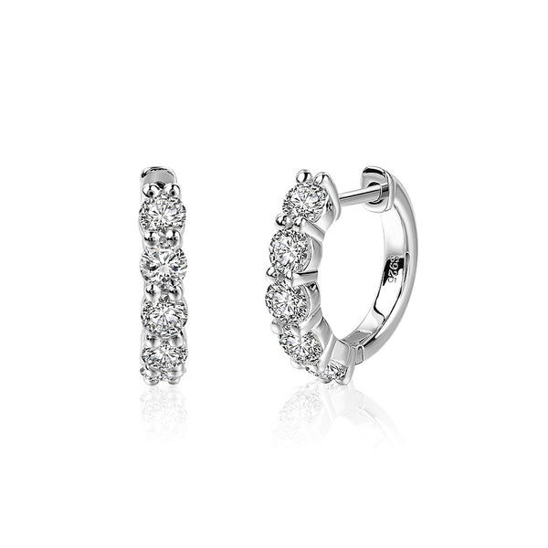 0.75ct Moissanite Hoop Earrings, 925 Sterling Silver