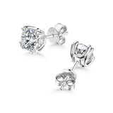 1.00ct each, Cushion Cut Moissanite Stud Earrings, 925 Sterling Silver