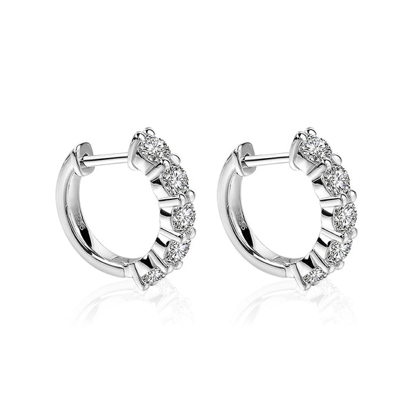 0.75ct Moissanite Hoop Earrings, 925 Sterling Silver