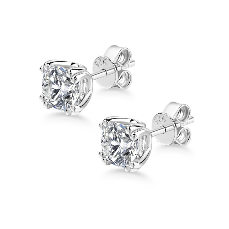 1.00ct each, Cushion Cut Moissanite Stud Earrings, 925 Sterling Silver