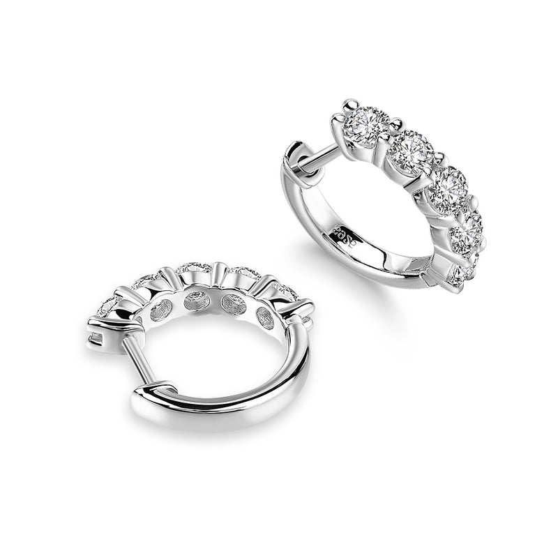 0.75ct Moissanite Hoop Earrings, 925 Sterling Silver