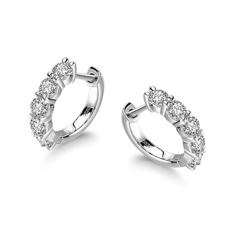 0.75ct Moissanite Hoop Earrings, 925 Sterling Silver
