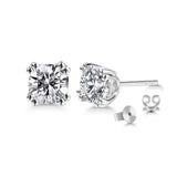1.00ct each, Cushion Cut Moissanite Stud Earrings, 925 Sterling Silver