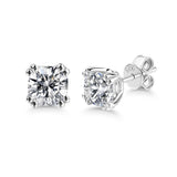 1.00ct each, Cushion Cut Moissanite Stud Earrings, 925 Sterling Silver