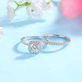 1.00ct Cushion Cut Moissanite Diamond Ring Set