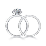 1.00ct Cushion Cut Moissanite Diamond Ring Set