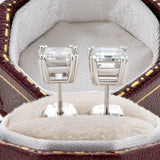 1.00ct Each Asscher Cut Moissanite Studes, 925 Sterling Silver