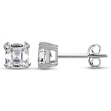 1.00ct Each Asscher Cut Moissanite Studes, 925 Sterling Silver
