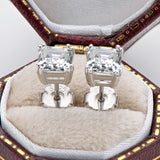1.00ct Each Asscher Cut Moissanite Studes, 925 Sterling Silver
