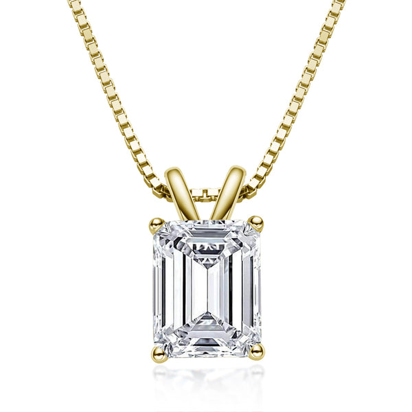 1.00ct Emerald Cut Classic Diamond Pendant, 925 Silver, Choose Your Metal Colour