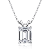 1.00ct Emerald Cut Classic Diamond Pendant, 925 Silver, Choose Your Metal Colour