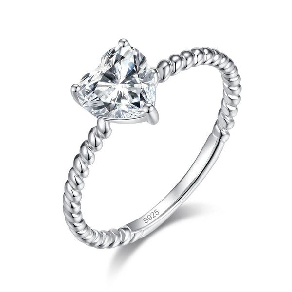 1.00ct Heart Moissanite Diamond Ring Engagement, 925 Sterling Silver