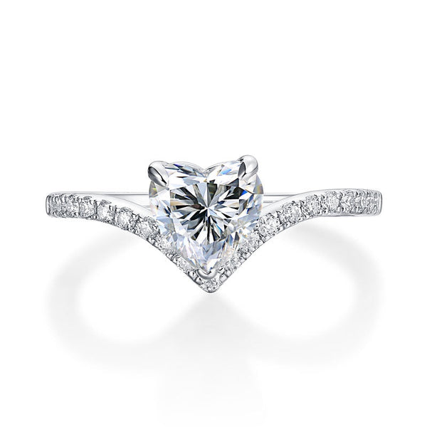 1.00ct Heart Moissanite Diamond Ring Engagement, 925 Sterling Silver