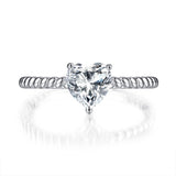 1.00ct Heart Moissanite Diamond Ring Engagement, 925 Sterling Silver