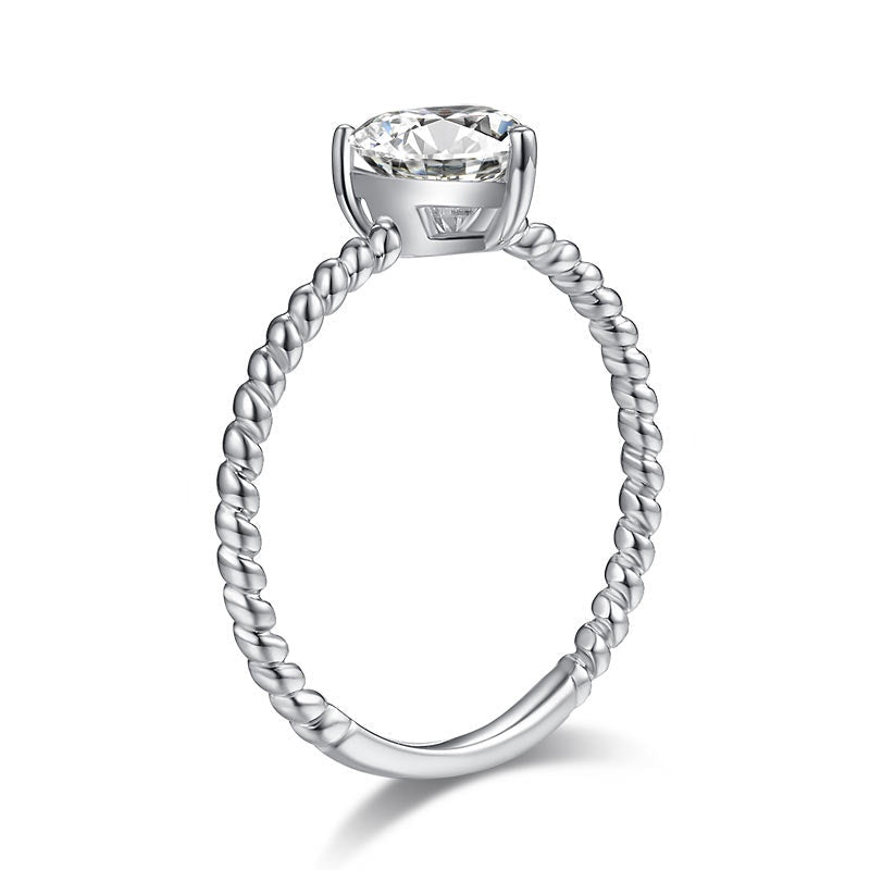 1.00ct Heart Moissanite Diamond Ring Engagement, 925 Sterling Silver
